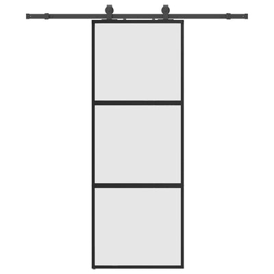 VidaXL Schiebetür mit Beschlagset 76x205 cm Hartglas schwarz