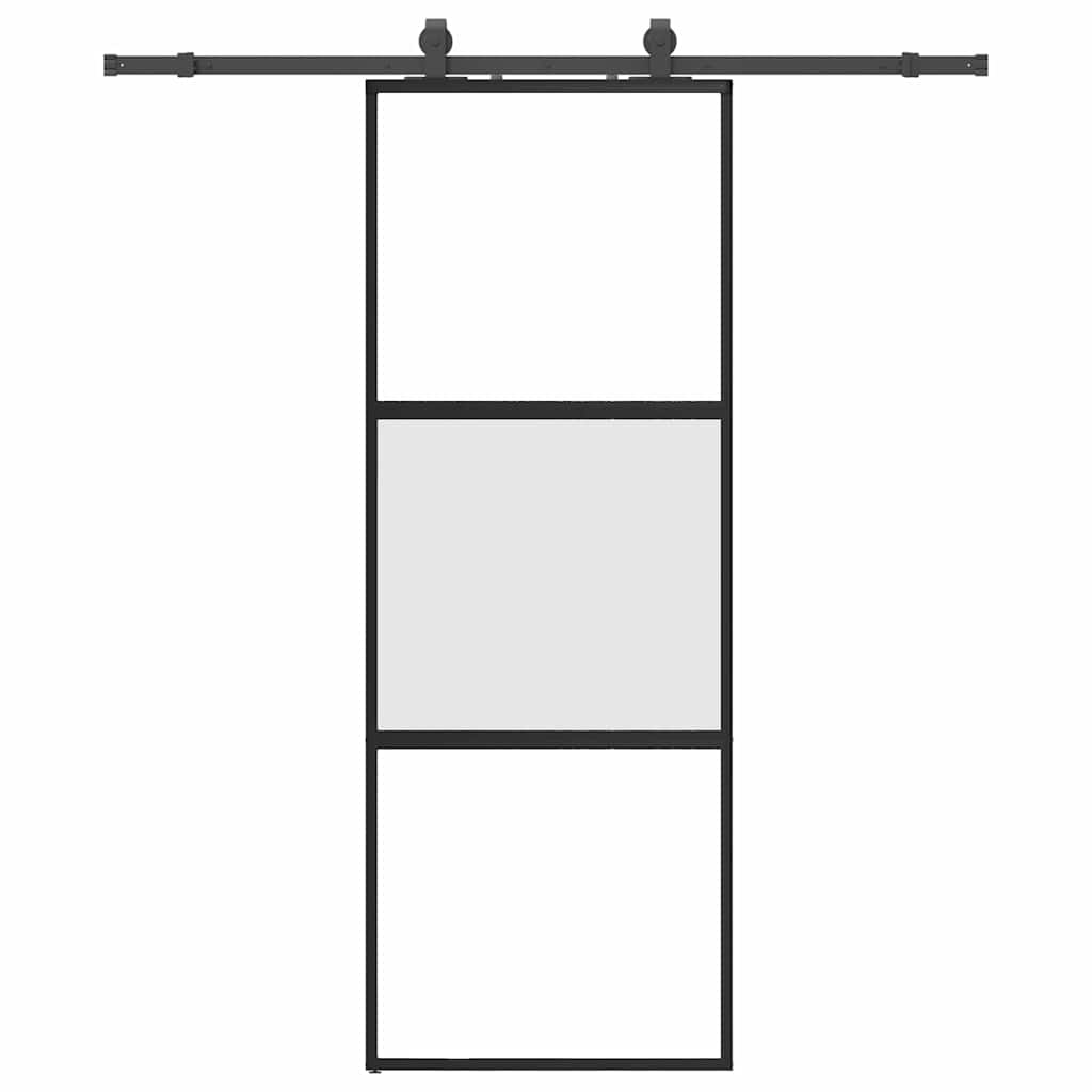 VidaXL Schiebetür mit Beschlagset 76x205 cm Hartglas schwarz