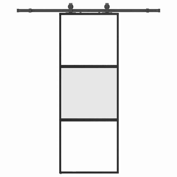 VidaXL Schiebetür mit Beschlagset 76x205 cm Hartglas schwarz