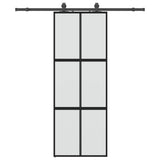 VidaXL Schiebetür mit Beschlagset 76x205 cm Hartglas schwarz - afbeelding 2
