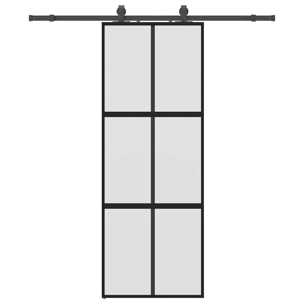 VidaXL Schiebetür mit Beschlagset 76x205 cm Hartglas schwarz
