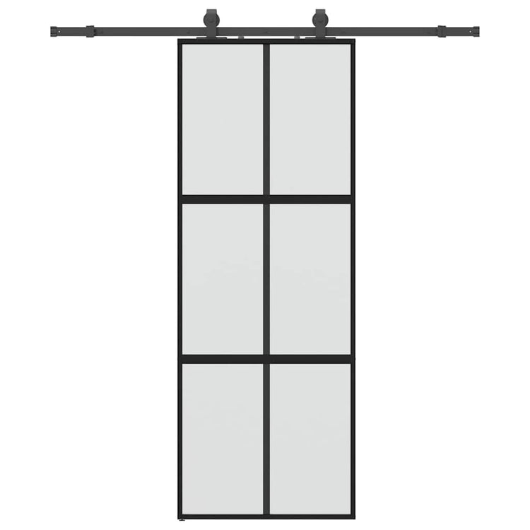 VidaXL Schiebetür mit Beschlagset 76x205 cm Hartglas schwarz