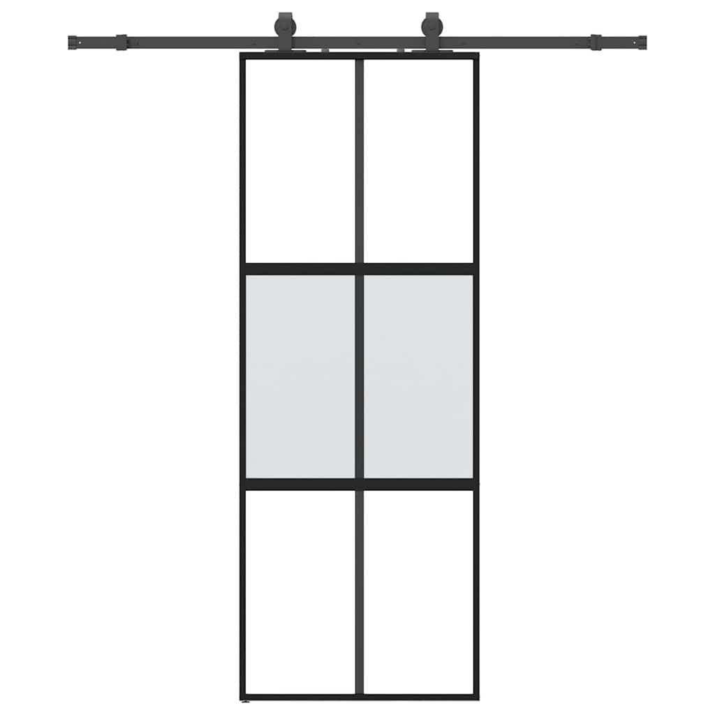 VidaXL Schiebetür mit Beschlagset 76x205 cm Hartglas schwarz