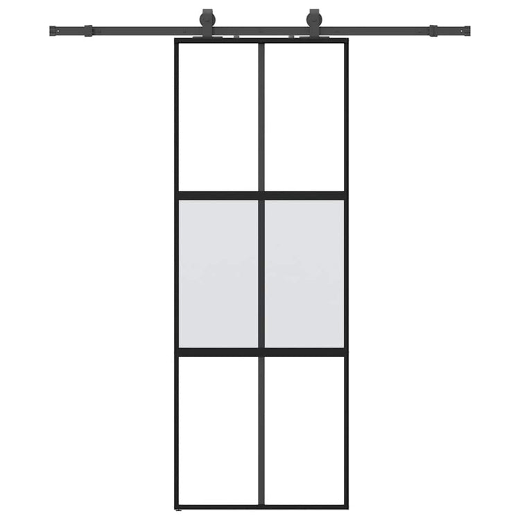 VidaXL Schiebetür mit Beschlagset 76x205 cm Hartglas schwarz