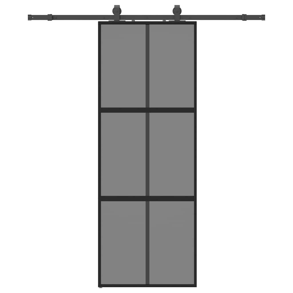 VidaXL Schiebetür mit Beschlagset 76x205 cm Hartglas schwarz