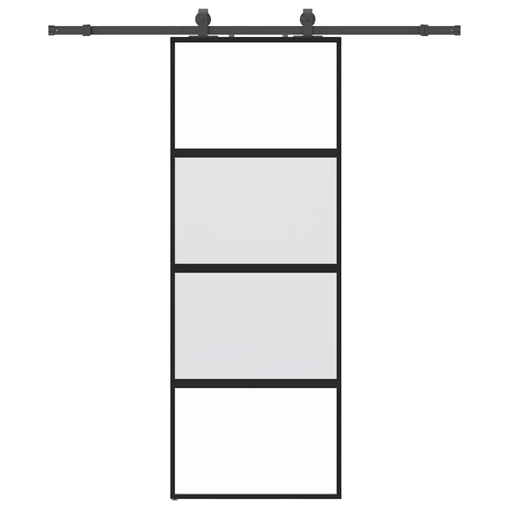 VidaXL Schiebetür mit Beschlagset 76x205 cm Hartglas schwarz