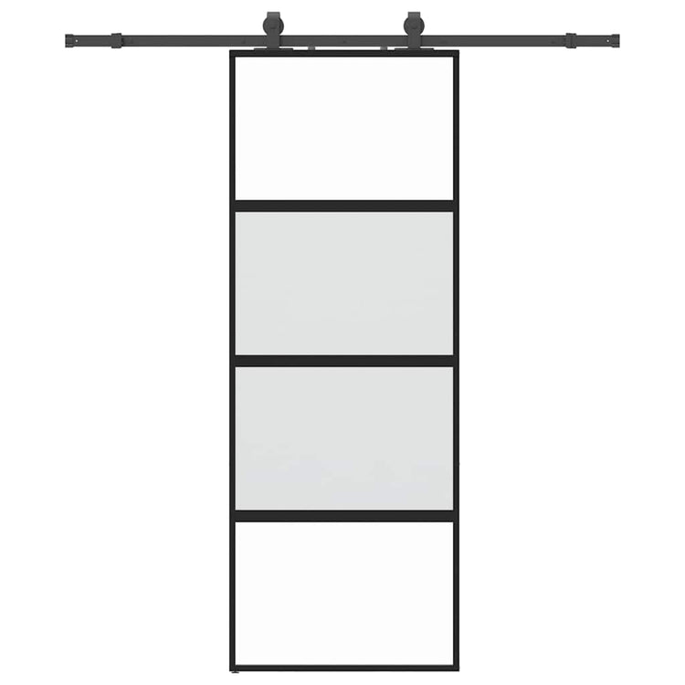 VidaXL Schiebetür mit Beschlagset 76x205 cm Hartglas schwarz