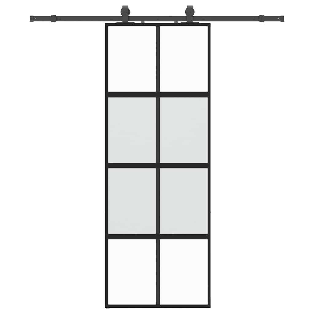 VidaXL Schiebetür mit Beschlagset 76x205 cm Hartglas schwarz