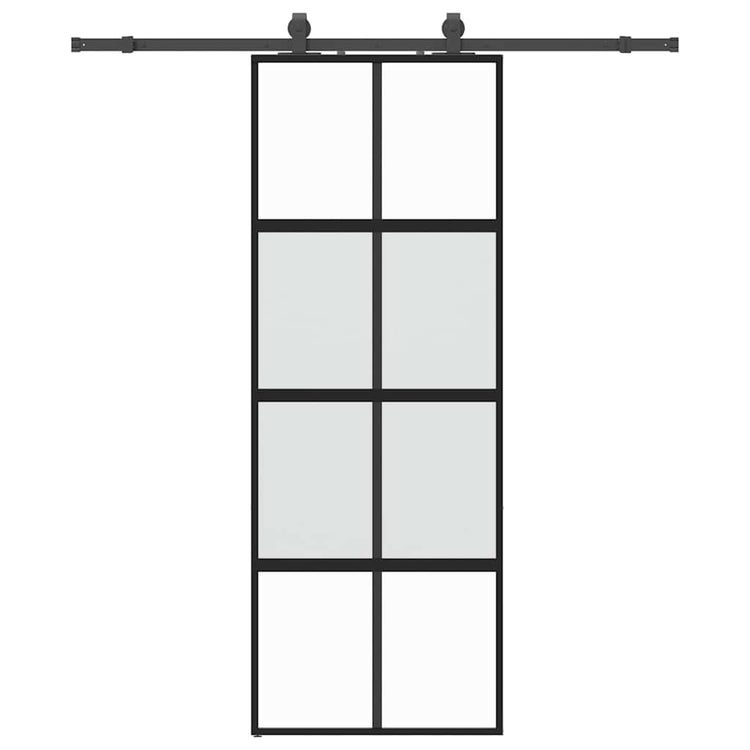 VidaXL Schiebetür mit Beschlagset 76x205 cm Hartglas schwarz