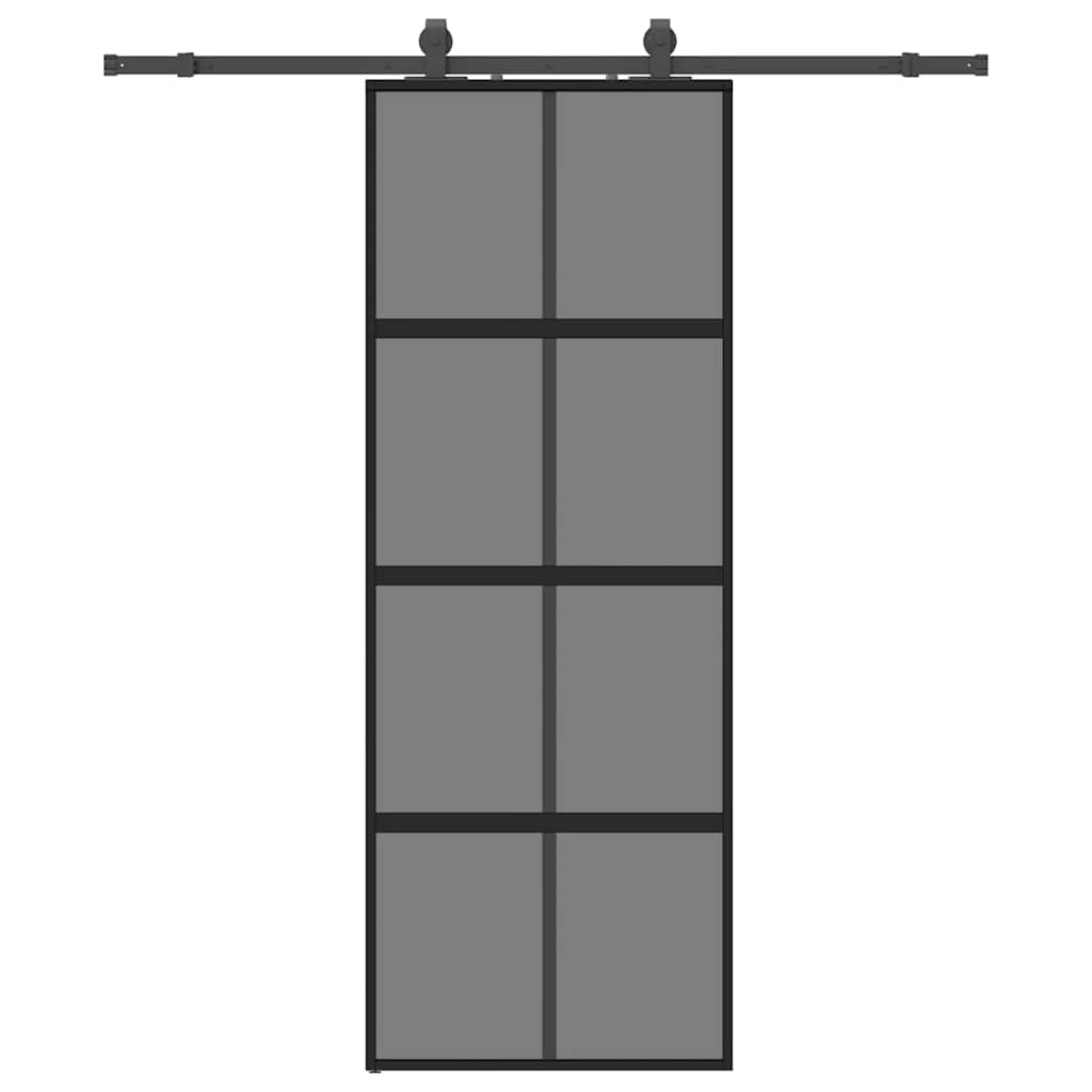 VidaXL Schiebetür mit Beschlagset 76x205 cm Hartglas schwarz