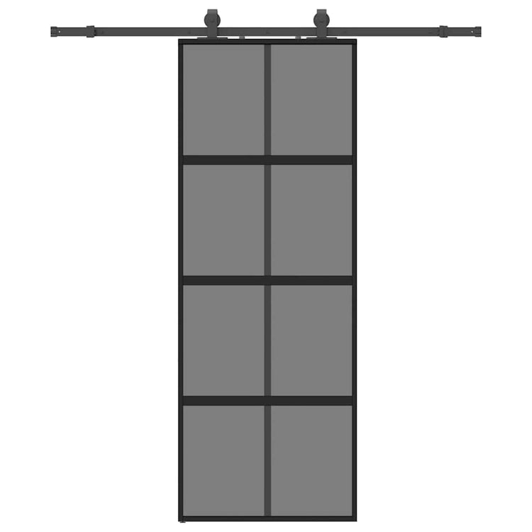 VidaXL Schiebetür mit Beschlagset 76x205 cm Hartglas schwarz