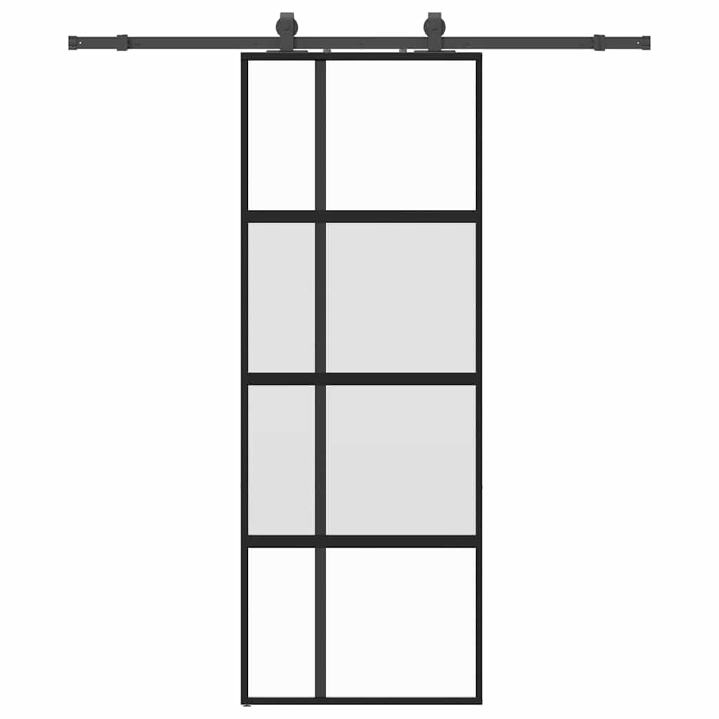 VidaXL Schiebetür mit Beschlagset 76x205 cm Hartglas schwarz