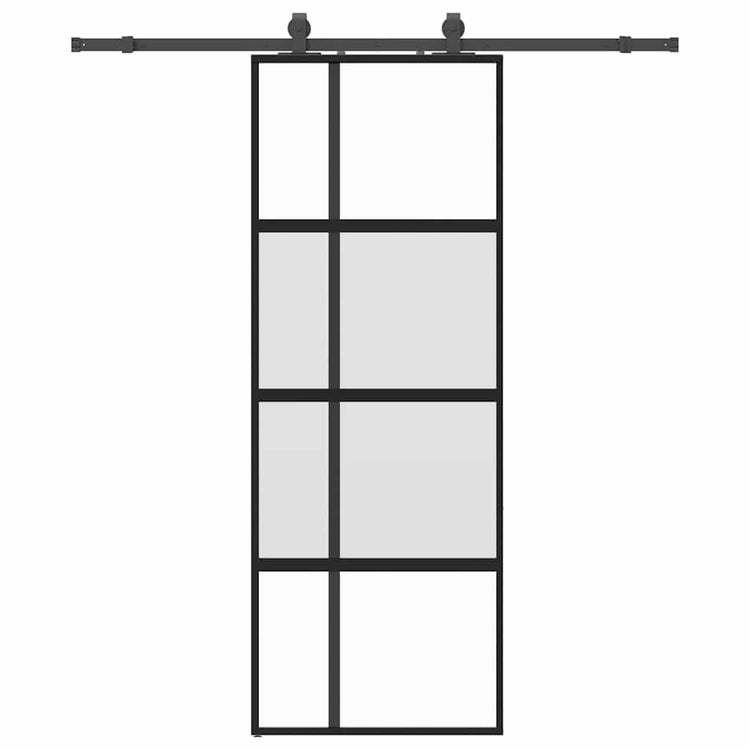VidaXL Schiebetür mit Beschlagset 76x205 cm Hartglas schwarz