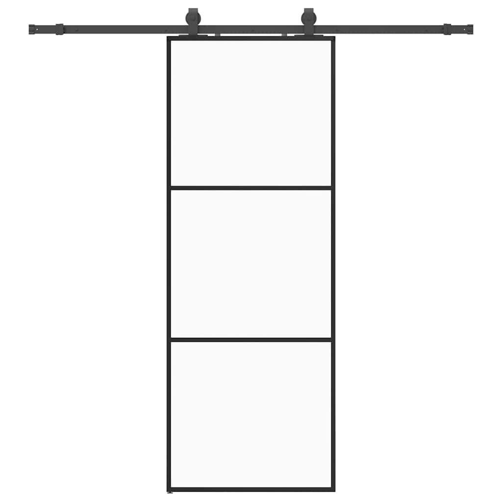 VidaXL Schiebetür mit Beschlagset 76x205 cm ESG-Glas schwarz