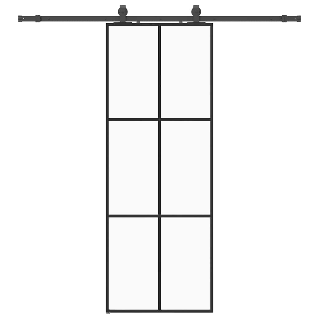 VidaXL Schiebetür mit Beschlagset 76x205 cm ESG-Glas schwarz