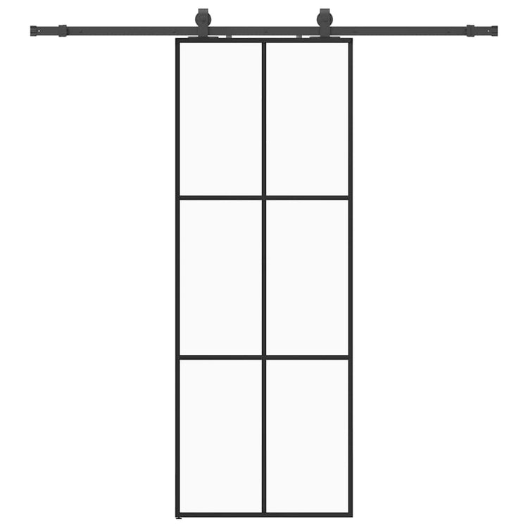 VidaXL Schiebetür mit Beschlagset 76x205 cm ESG-Glas schwarz