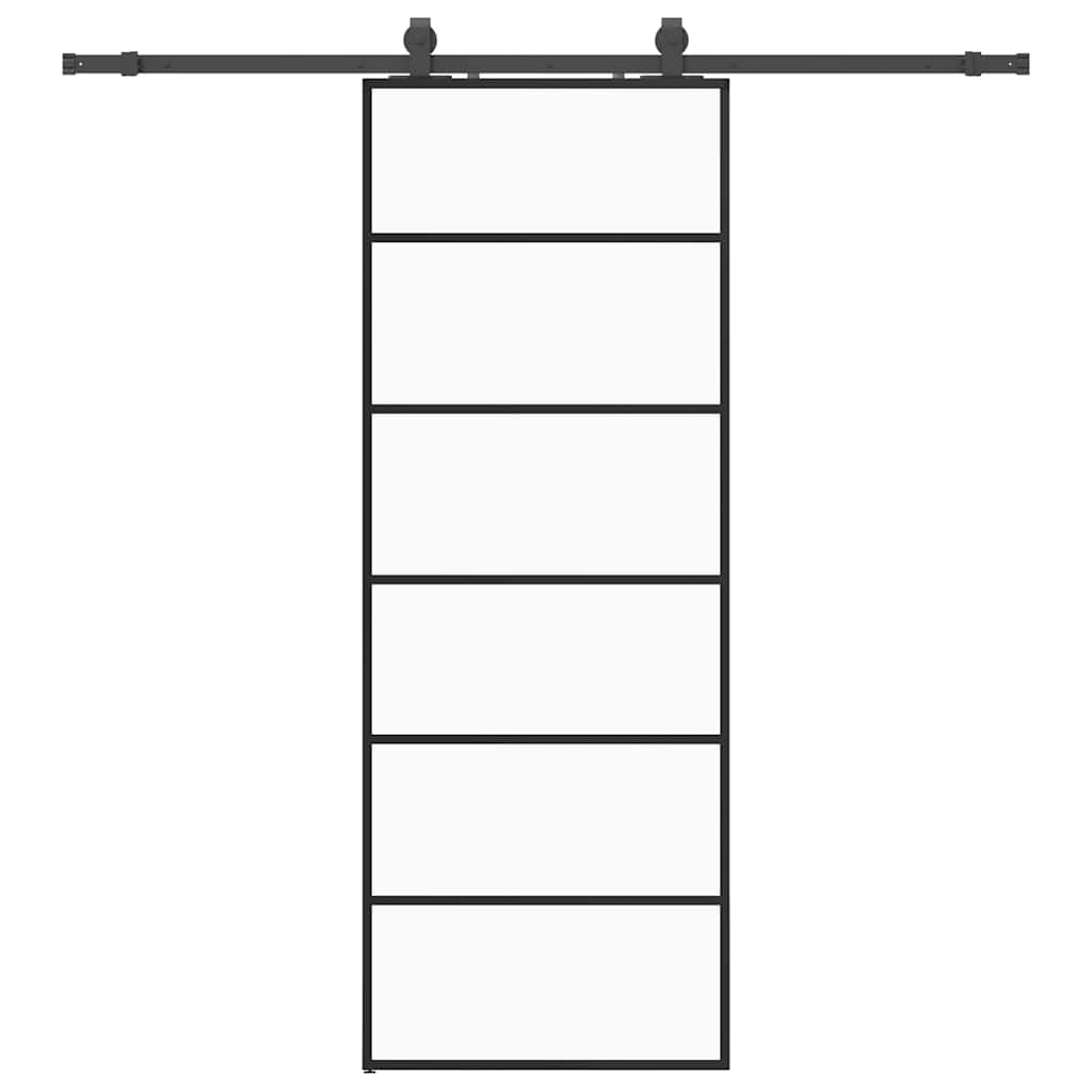 VidaXL Schiebetür mit Beschlagset 76x205 cm ESG-Glas schwarz