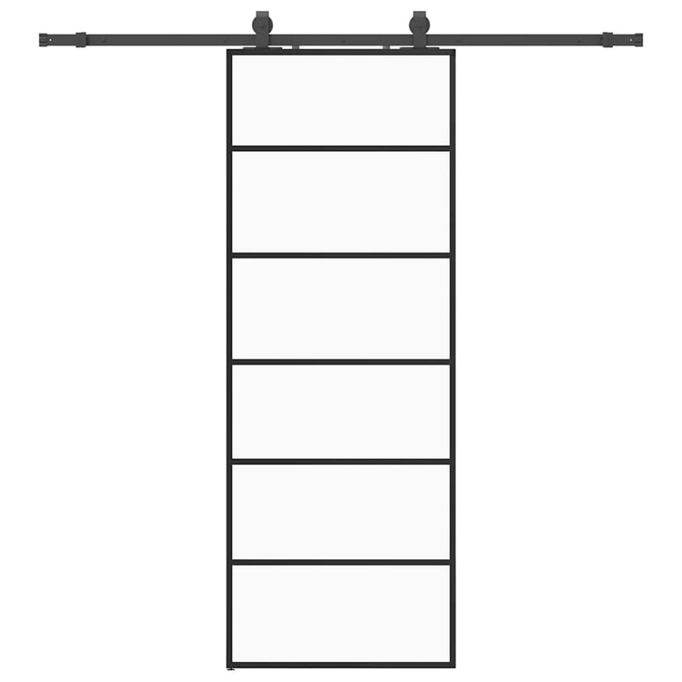 VidaXL Schiebetür mit Beschlagset 76x205 cm ESG-Glas schwarz