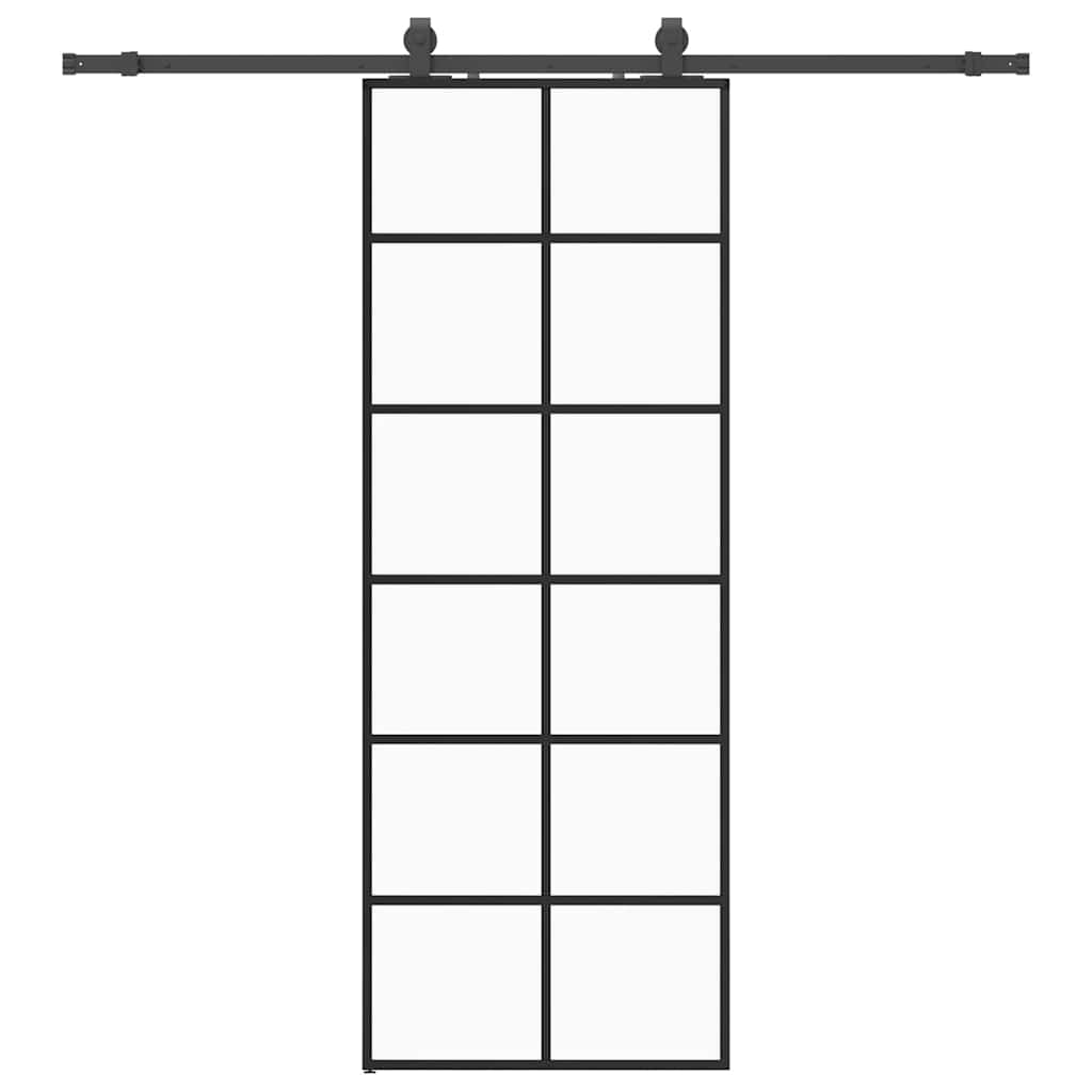 VidaXL Schiebetür mit Beschlagset 76x205 cm ESG-Glas schwarz