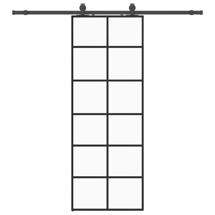 VidaXL Schiebetür mit Beschlagset 76x205 cm ESG-Glas schwarz