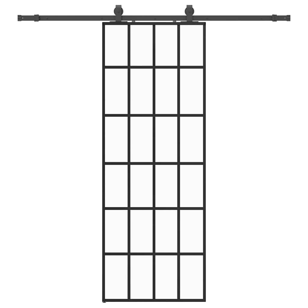 VidaXL Schiebetür mit Beschlagset 76x205 cm ESG-Glas schwarz