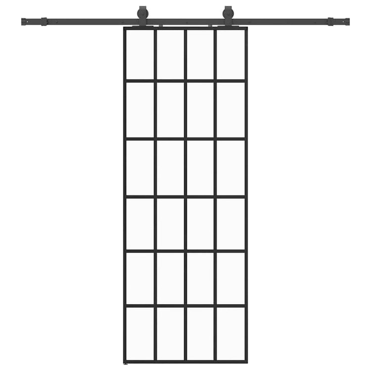 VidaXL Schiebetür mit Beschlagset 76x205 cm ESG-Glas schwarz