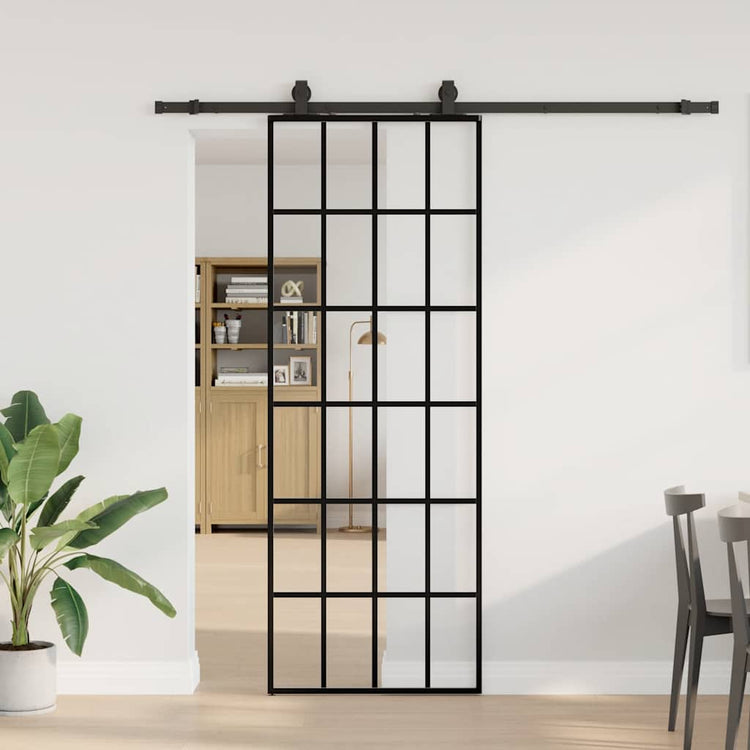 VidaXL Schiebetür mit Beschlagset 76x205 cm ESG-Glas schwarz