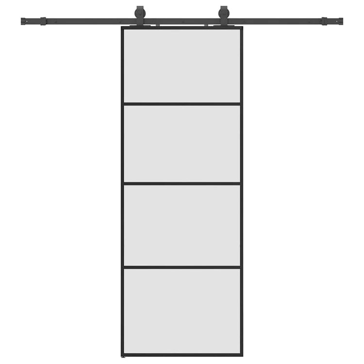 VidaXL Schiebetür mit Beschlagset 76x205 cm ESG-Glas schwarz