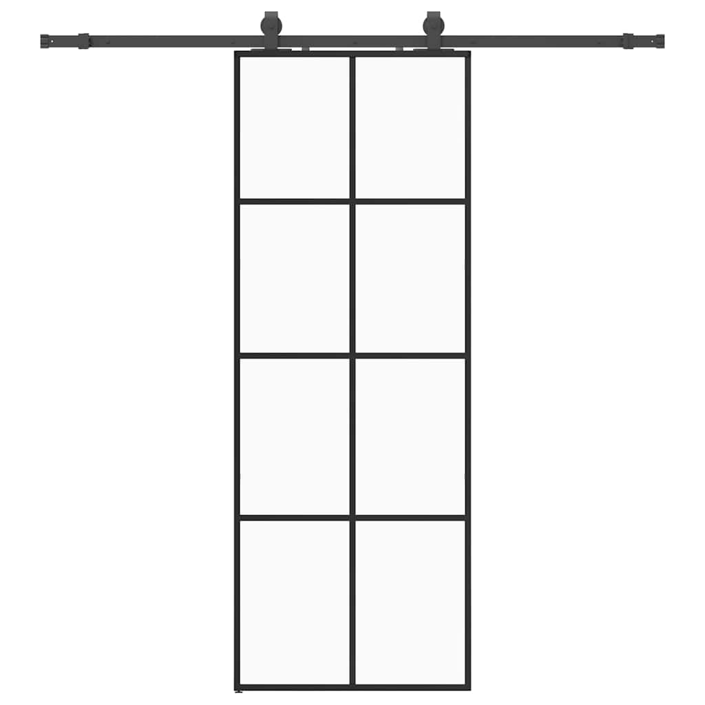 VidaXL Schiebetür mit Beschlagset 76x205 cm ESG-Glas schwarz