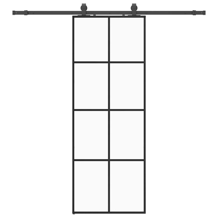 VidaXL Schiebetür mit Beschlagset 76x205 cm ESG-Glas schwarz