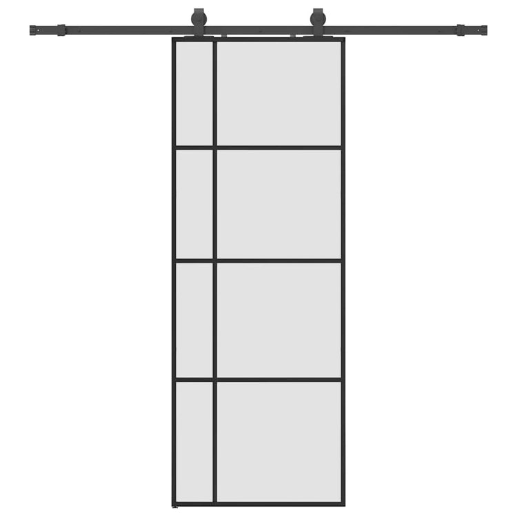 VidaXL Schiebetür mit Beschlagset 76x205 cm ESG-Glas schwarz