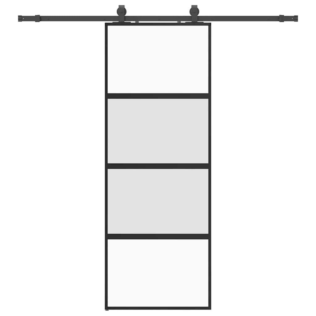 VidaXL Schiebetür mit Beschlagset 76x205 cm Hartglas schwarz