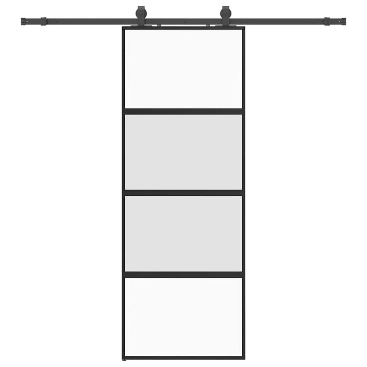 VidaXL Schiebetür mit Beschlagset 76x205 cm Hartglas schwarz