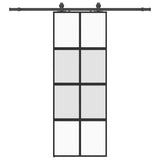 VidaXL Schiebetür mit Beschlagset 76x205 cm Hartglas schwarz - afbeelding 2