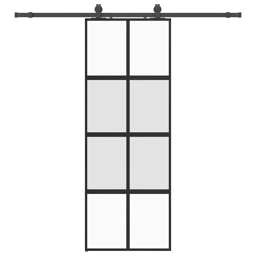 VidaXL Schiebetür mit Beschlagset 76x205 cm Hartglas schwarz