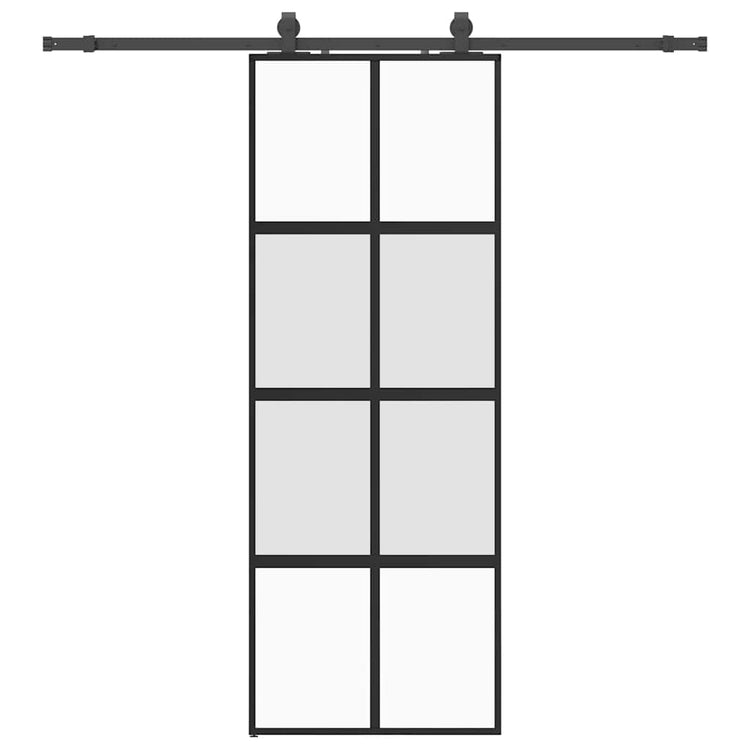 VidaXL Schiebetür mit Beschlagset 76x205 cm Hartglas schwarz