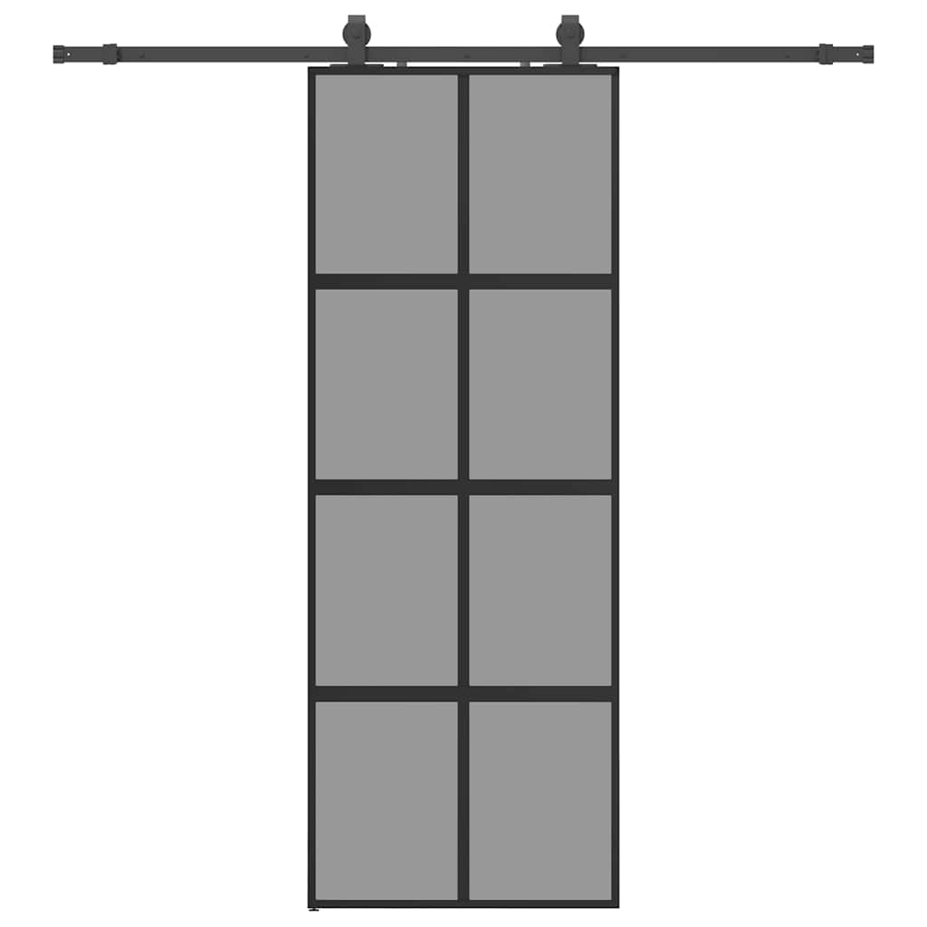 VidaXL Schiebetür mit Beschlagset 76x205 cm Hartglas schwarz