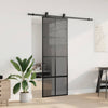 VidaXL Schiebetür mit Beschlagset 76x205 cm Hartglas schwarz