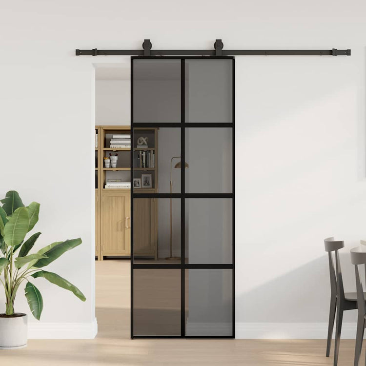 VidaXL Schiebetür mit Beschlagset 76x205 cm Hartglas schwarz