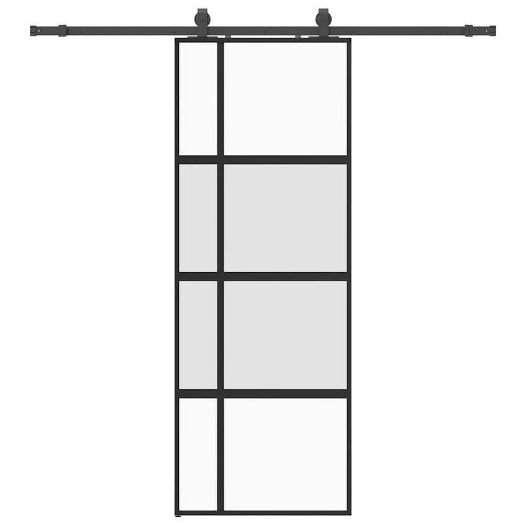 VidaXL Schiebetür mit Beschlagset 76x205 cm Hartglas schwarz