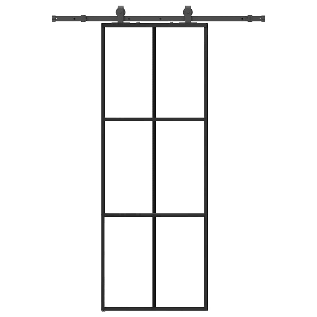 VidaXL Schiebetür mit Beschlagset 76x205 cm ESG-Glas schwarz