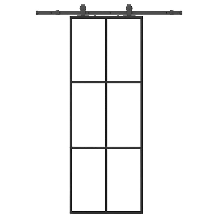 VidaXL Schiebetür mit Beschlagset 76x205 cm ESG-Glas schwarz