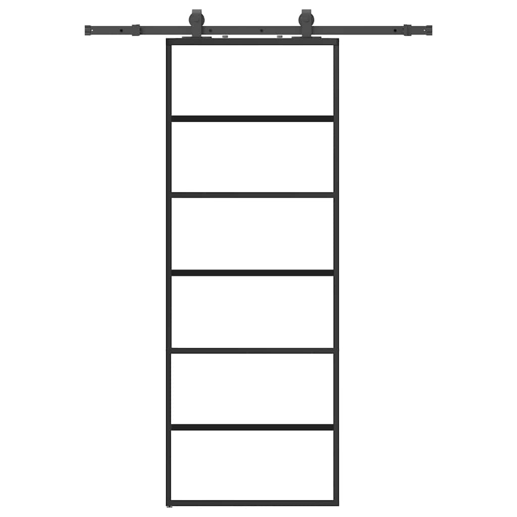 VidaXL Schiebetür mit Beschlagset 76x205 cm ESG-Glas schwarz