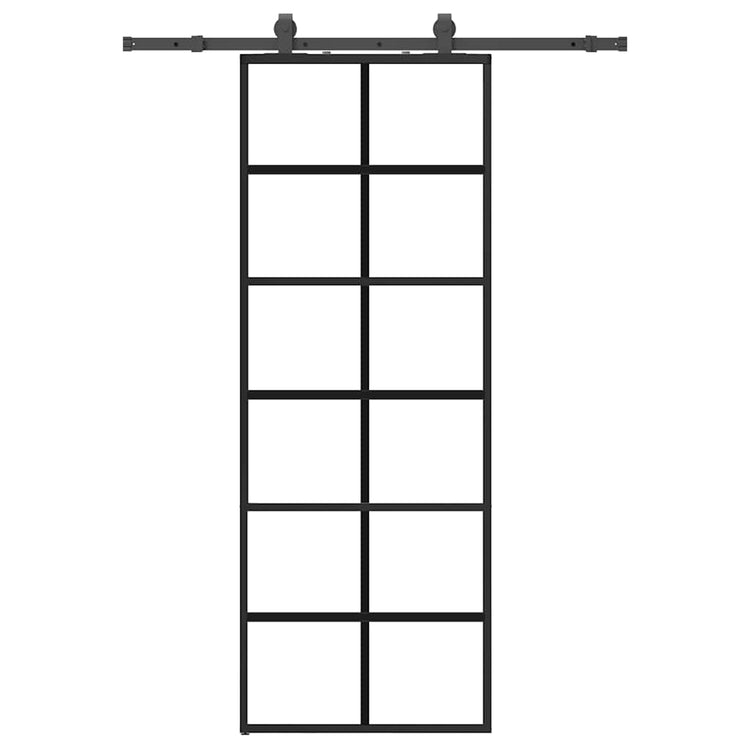 VidaXL Schiebetür mit Beschlagset 76x205 cm ESG-Glas schwarz
