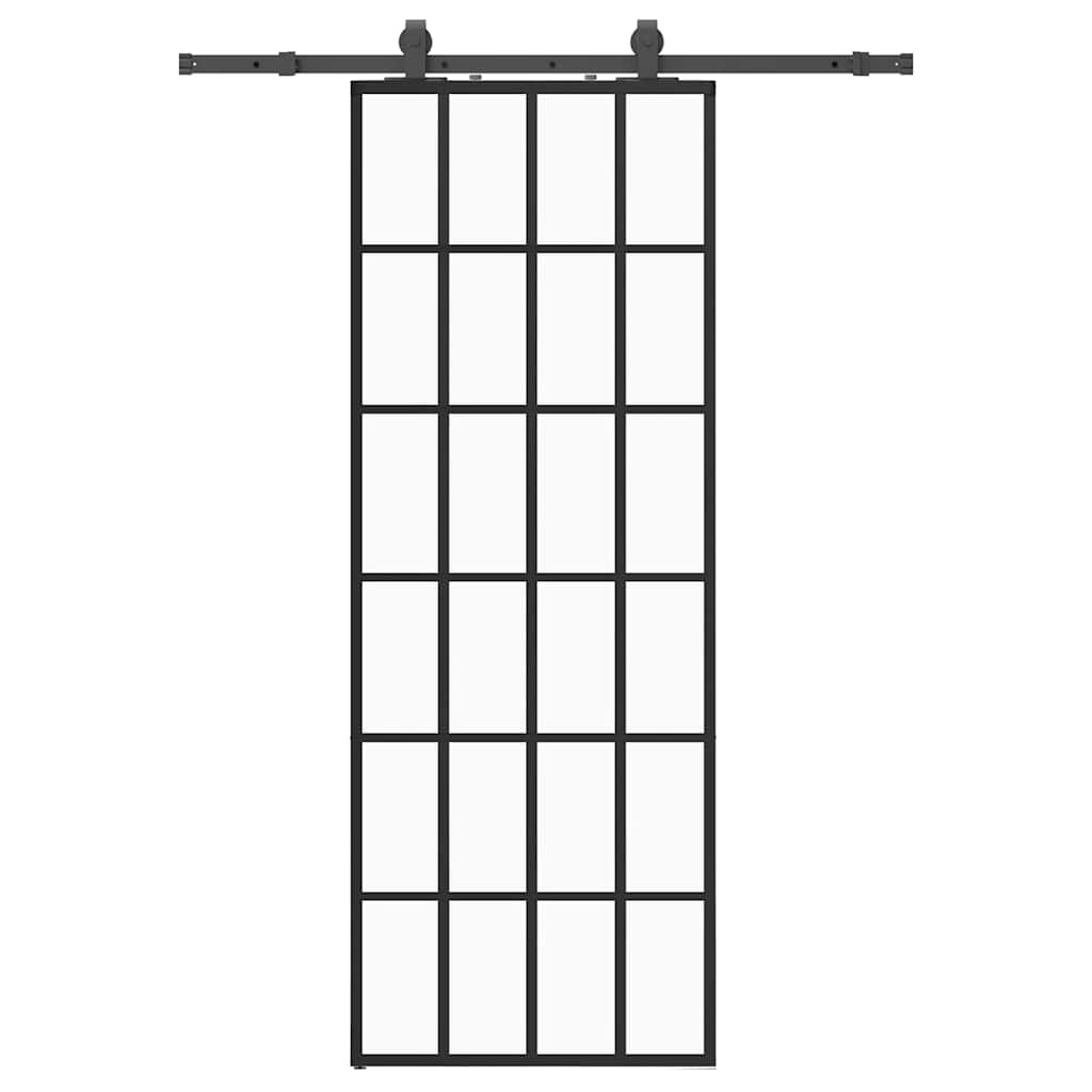 VidaXL Schiebetür mit Beschlagset 76x205 cm ESG-Glas schwarz