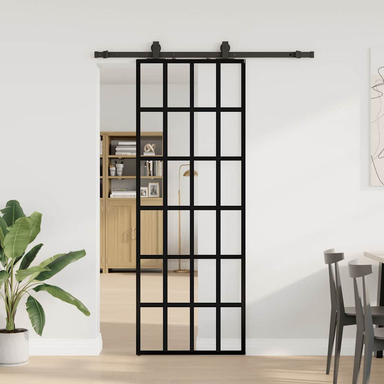 VidaXL Schiebetür mit Beschlagset 76x205 cm ESG-Glas schwarz