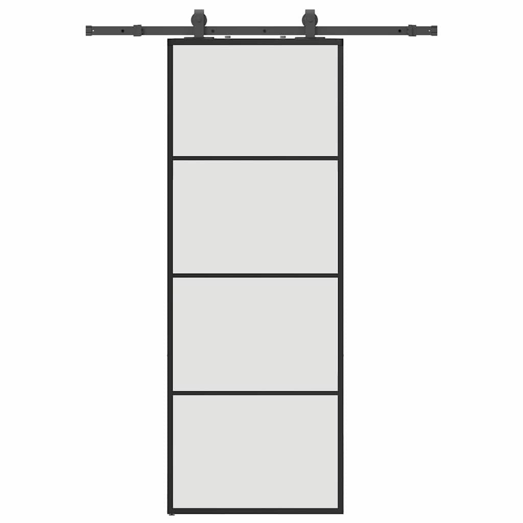 VidaXL Schiebetür mit Beschlagset 76x205 cm ESG-Glas schwarz