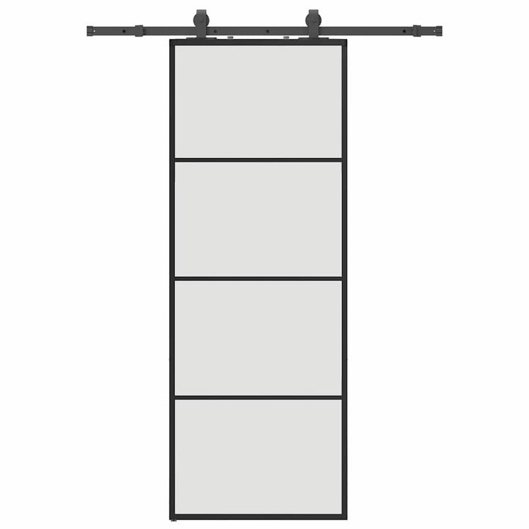 VidaXL Schiebetür mit Beschlagset 76x205 cm ESG-Glas schwarz