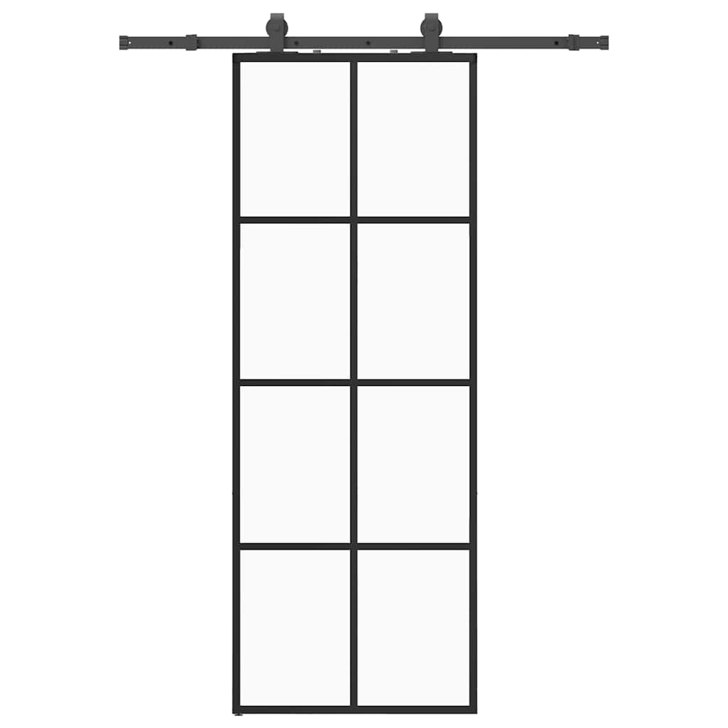 VidaXL Schiebetür mit Beschlagset 76x205 cm ESG-Glas schwarz