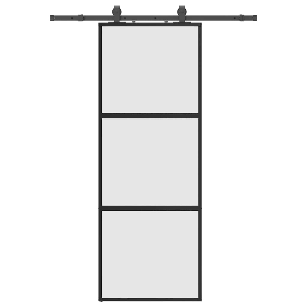 VidaXL Schiebetür mit Beschlagset 76x205 cm Hartglas schwarz